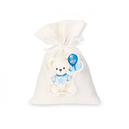 SACCHETTO 10x14cm ORSETTO AZZURRO 12pz