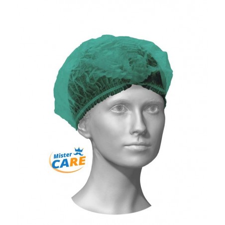 Mr.Care - CUFFIA COPRICAPO PLISSè SAFE CAP VERDE 100pz