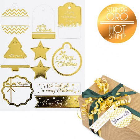 TAGS NATALIZI PRETAGLIATI ORO 20pz