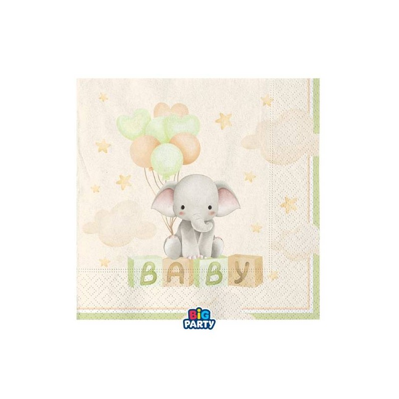 TOVAGLIOLI 33x33cm BABY ELEPHANT 16pz