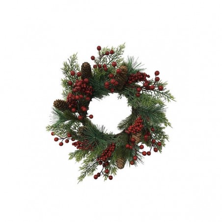 CORONA  BACCA ROSSA C/PIGNE 35cm