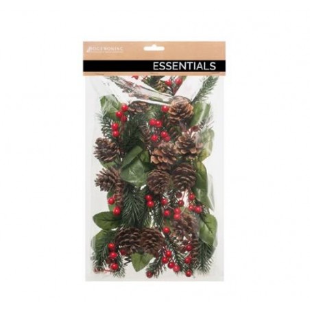 PICKS CON PIGNE E BACCHE 18cm IN BUSTA 12pz ROSSO/VERDE