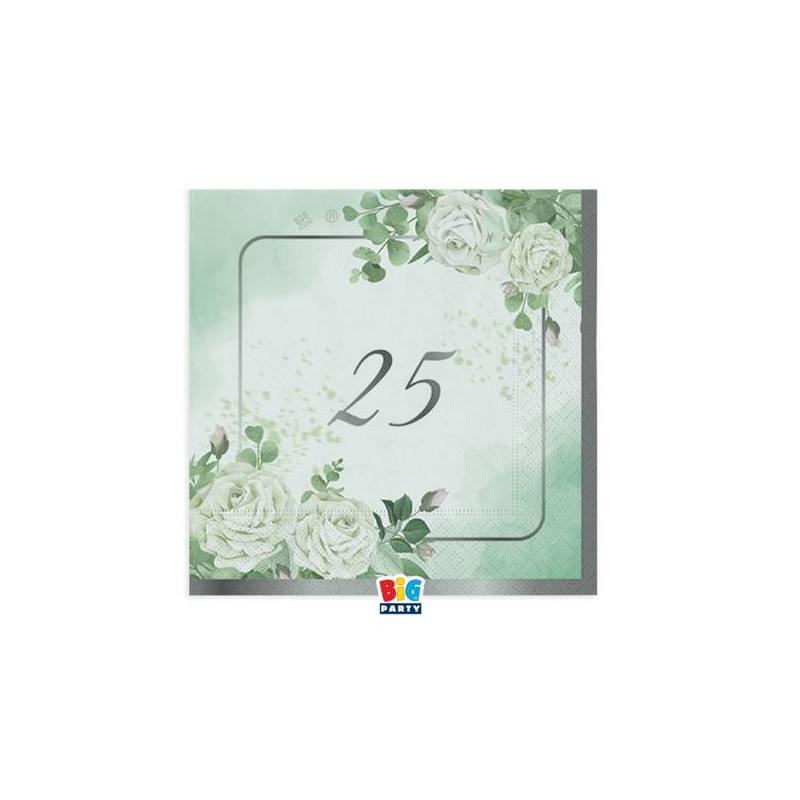 TOVAGLIOLI 25x25cm 25°ANNIVERSARIO ECUPALIPTO 16pz