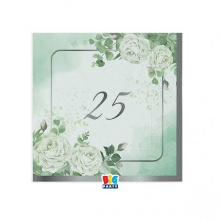 TOVAGLIOLI 25x25cm 25°ANNIVERSARIO ECUPALIPTO 16pz
