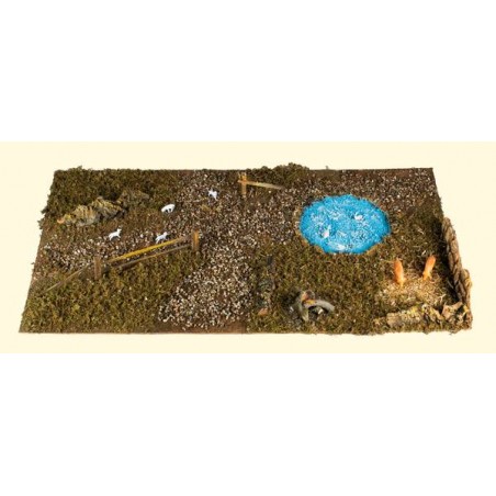 BASE IN LEGNO PER PRESEPE CON LAGO 76x40x6cm