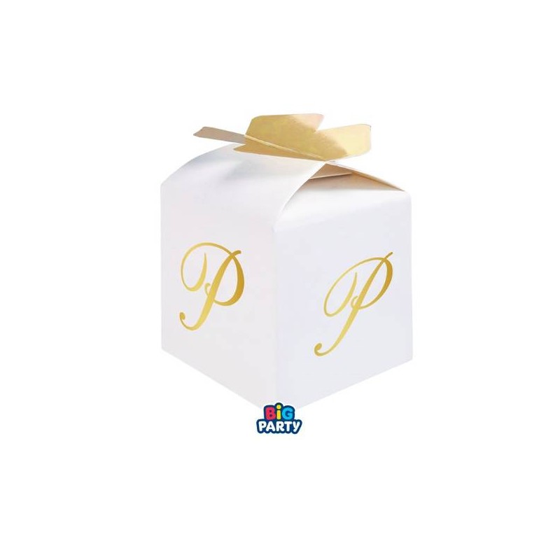SCATOLINA CUBETTO PORTACONFETTI 5x7x5cm LETTERA P 10pz