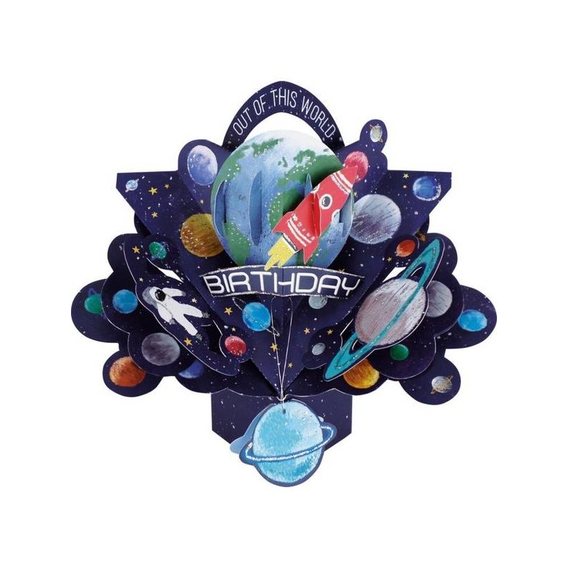 BIGLIETTI AUGURI POP UP COMPLEANNO NELLO SPAZIO