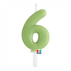 CANDELINA NUMERO 6 TINY PLUMP VERDE OLIVA 7cm