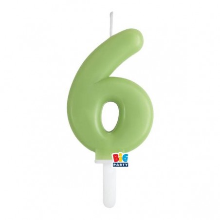 CANDELINA NUMERO 6 TINY PLUMP VERDE OLIVA 7cm
