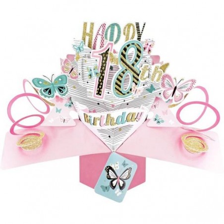 BIGLIETTI AUGURI POP UP FARFALLE 18ANNI