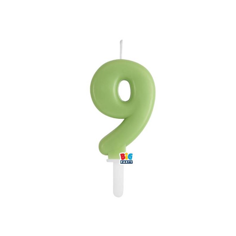 CANDELINA NUMERO 9 TINY PLUMP VERDE OLIVA 7cm
