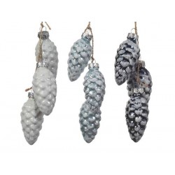 PENDENTI 3 PIGNE IN VETRO  COL ASS.TI 1pz