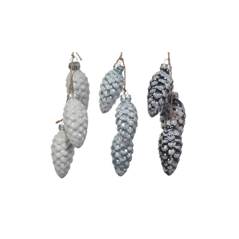 PENDENTI 3 PIGNE IN VETRO  COL ASS.TI 1pz