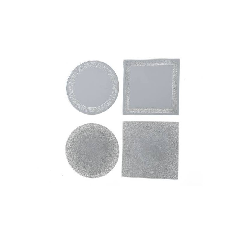 SPECCHIO ARGENTO GLITTER 2ass TONDO/QUADRATO 20cm 1pz