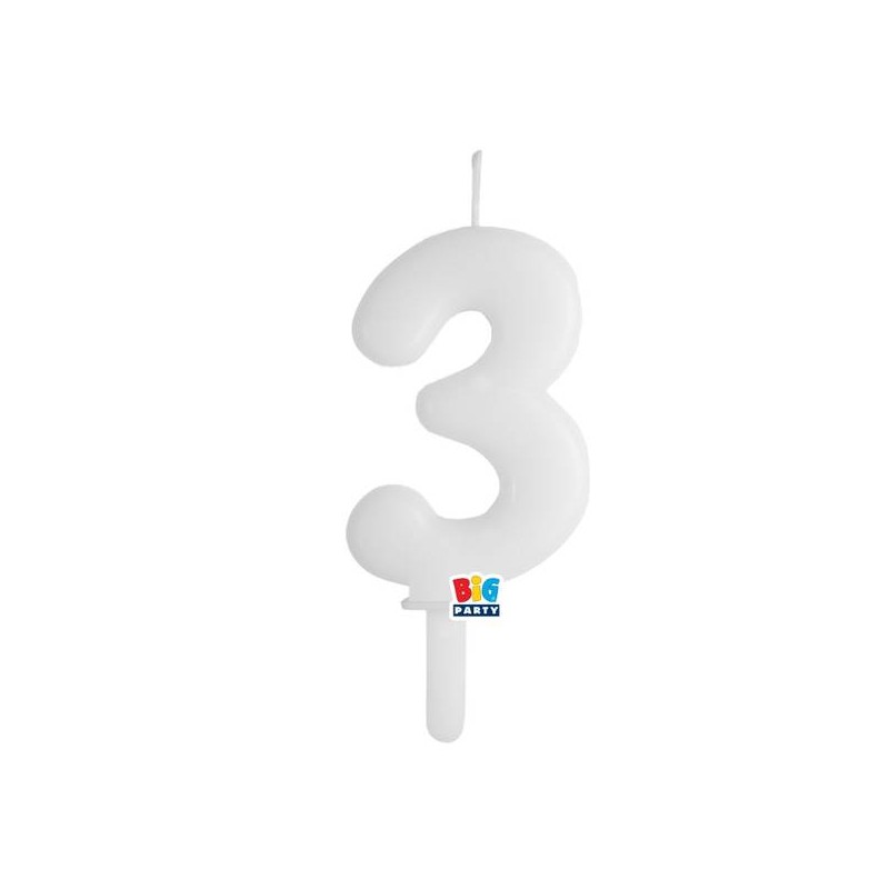 CANDELINA NUMERO 3 TINY PLUMP BIANCO 7cm
