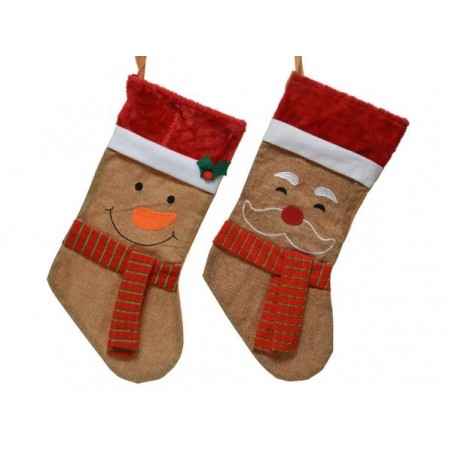 CALZA EFFETTO JUTA CON SOGGETTI NATALIZI 25x46cm