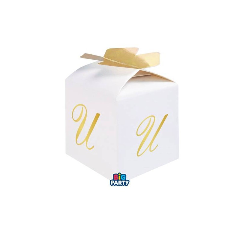 SCATOLINA CUBETTO PORTACONFETTI 5x7x5cm LETTERA U 10pz