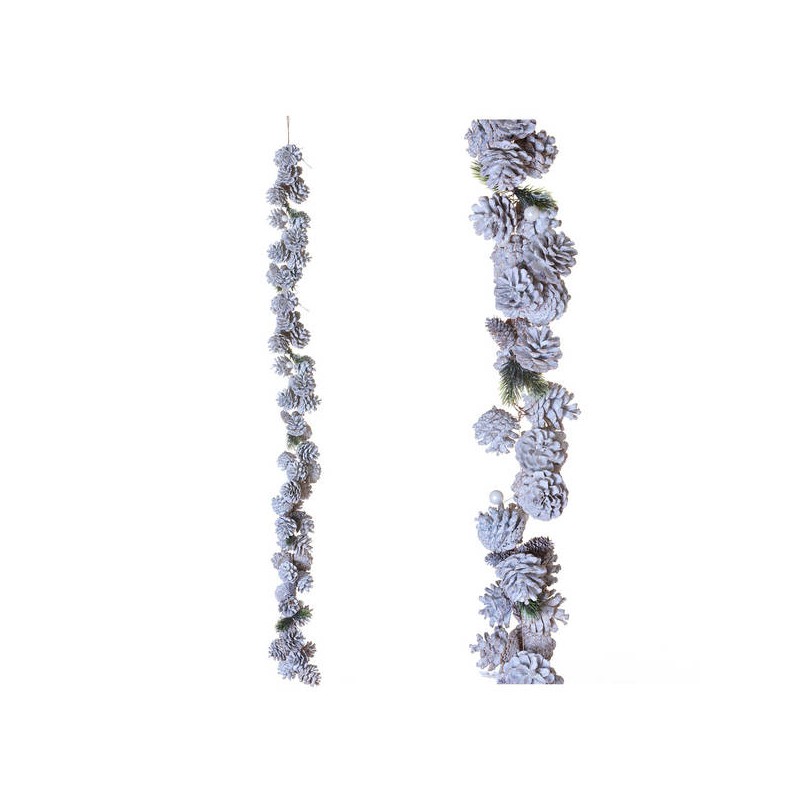 GHIRLANDA CON PIGNE BIANCHE 120cm