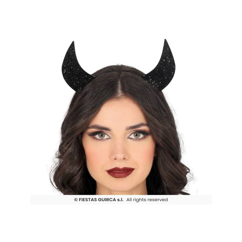 CERCHIETTO CORNA GLITTER NERO