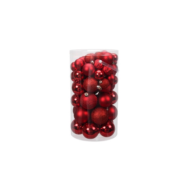 PALLINE PLASTICA MIX ROSSO TUBO 60pz