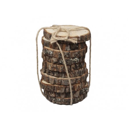 DISCHI DI BETULLA 12-14cm NATURAL IN CORDA 10pz