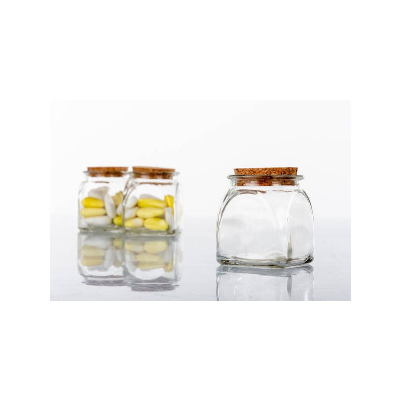 BARATTOLO VETRO TAPPO SUGHERO 100ml 5,5x5,5x5,5h H3123