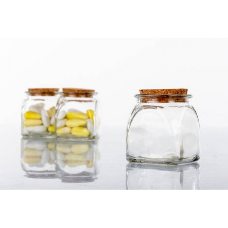 BARATTOLO VETRO TAPPO SUGHERO 100ml 5,5x5,5x5,5h H3123