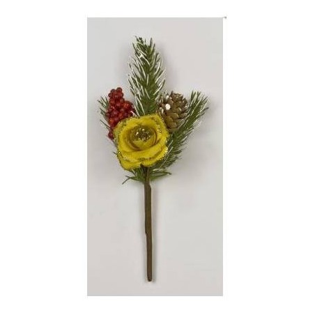 PICK ROSA TESSUTO CON GLITTER COL.ORO ø3,5cm 6pz LN1018/GLD