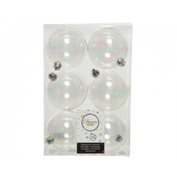 PALLINE INFRANGIBILI ø8cm MIX TRASP IRIDESCENTI 6pz