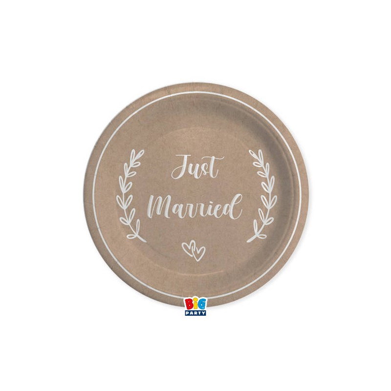 PIATTI CARTA PIANI ø24cm JUST MARRIED KRAFT 8pz