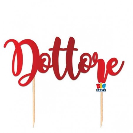 CAKE TOPPER ITALIC DOTTORE 20x16cm ROSSO