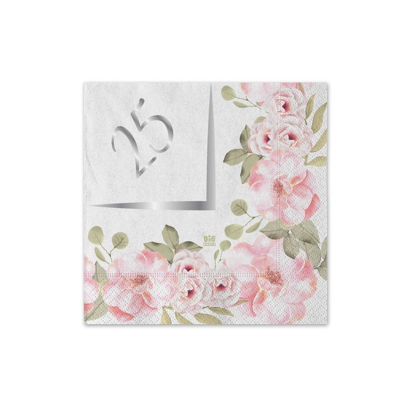 TOVAGLIOLI 25x25 25° ANNIVERSARIO FLORAL 20pz