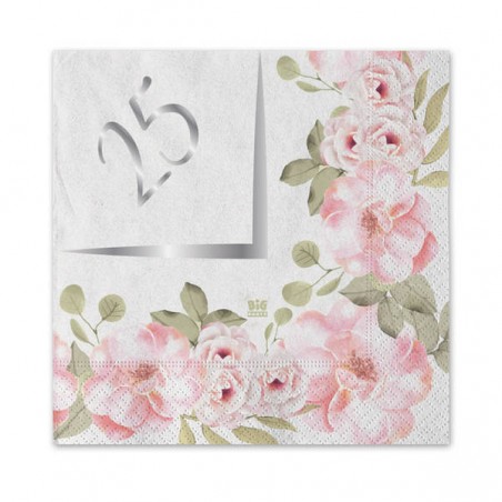 TOVAGLIOLI 25x25 25° ANNIVERSARIO FLORAL 20pz