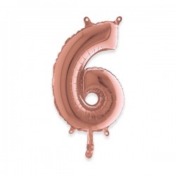 PALLONE NUMERO 6 MYLAR 36cm ROSE GOLD