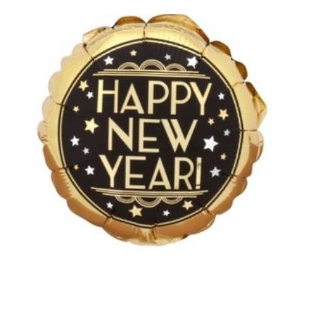 PALLONE MYLAR MINI 9 23cm HAPPY NEW YEAR VINTAGE SATIN