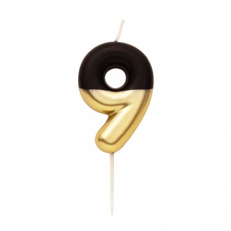 CANDELINA NUMERO 9 NERO/ORO 10,5cm