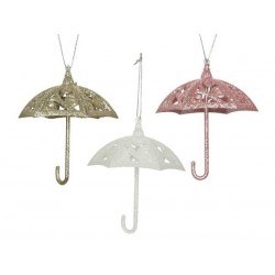 OMBRELLO IN PLASTICA DA APPENDERE CON GLITTER H11,4cm COL.ASS.TI 1pz