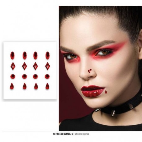 STICKER VISO FALSO PIERCING ROSSO