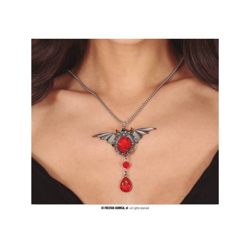 COLLANA PIPISTRELLO CON RUBINO 8cm