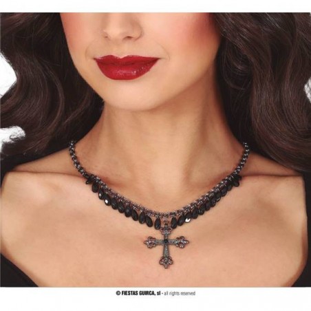 COLLANA CROCE CON PIETRE NERE