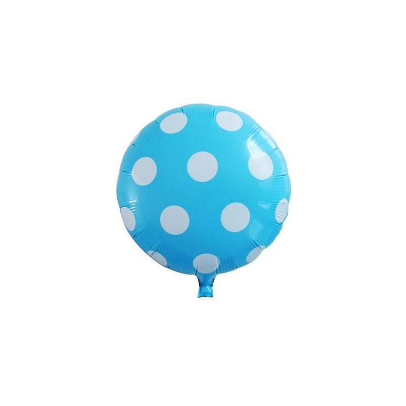 PALLONE MYLAR TONDO 45cm POIS CELESTE