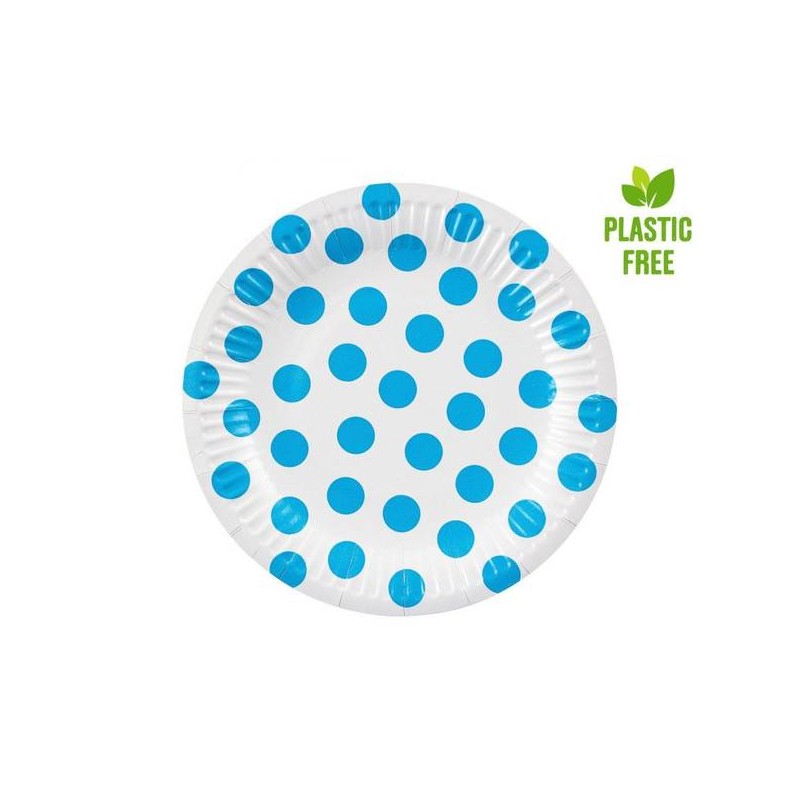 PIATTI IN CARTA 18cm POIS AZZURRO 6pz