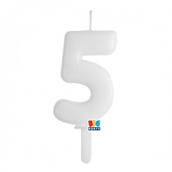 CANDELINA NUMERO 5 TINY PLUMP BIANCO 7cm