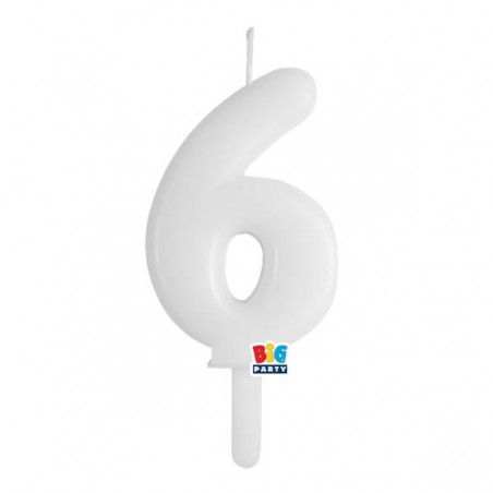 CANDELINA NUMERO 6 TINY PLUMP BIANCO 7cm