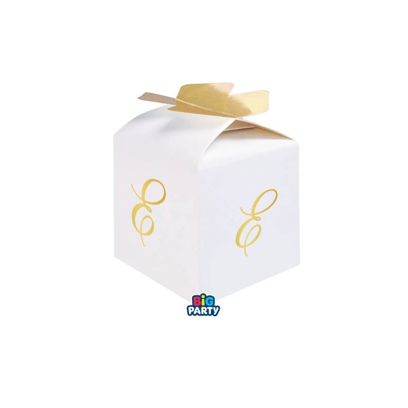 SCATOLINA CUBETTO PORTACONFETTI 5x7x5cm LETTERA E 10pz