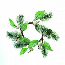 GHIRLANDA GIROCANDELA CON BACCHE BIANCHE ø18cm