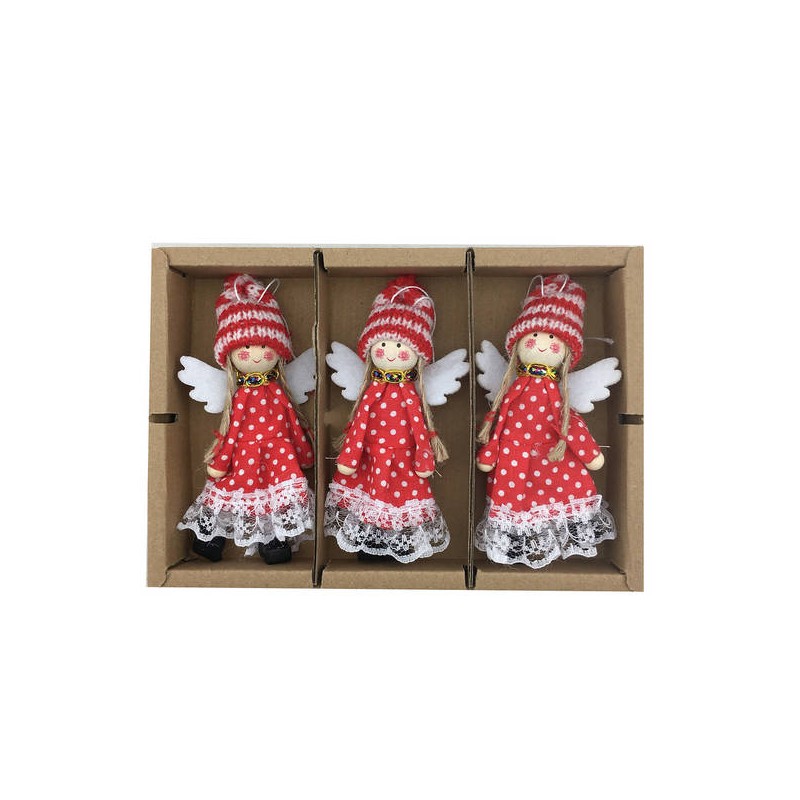 ANGELI ROSSI CON APPENDINO BOX 19cm 3pz