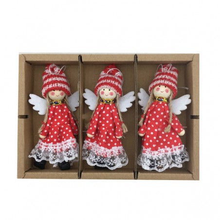 ANGELI ROSSI CON APPENDINO BOX 19cm 3pz