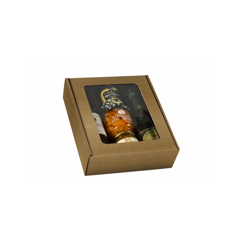 CANTINETTA 3 BOTTIGLIE C/FINESTRA 29,5x33,5x9cm ONDA AVANA