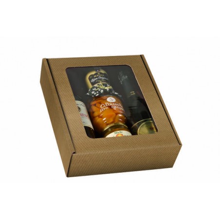 CANTINETTA 3 BOTTIGLIE C/FINESTRA 29,5x33,5x9cm ONDA AVANA